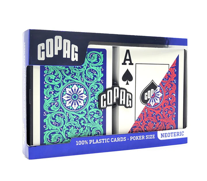 COPAG JEU DE CARTES POKER EN PLASTIQUE NEOTERIC MODÈLE 1546 JUMBO ROUGE ET BLEU ET VERT