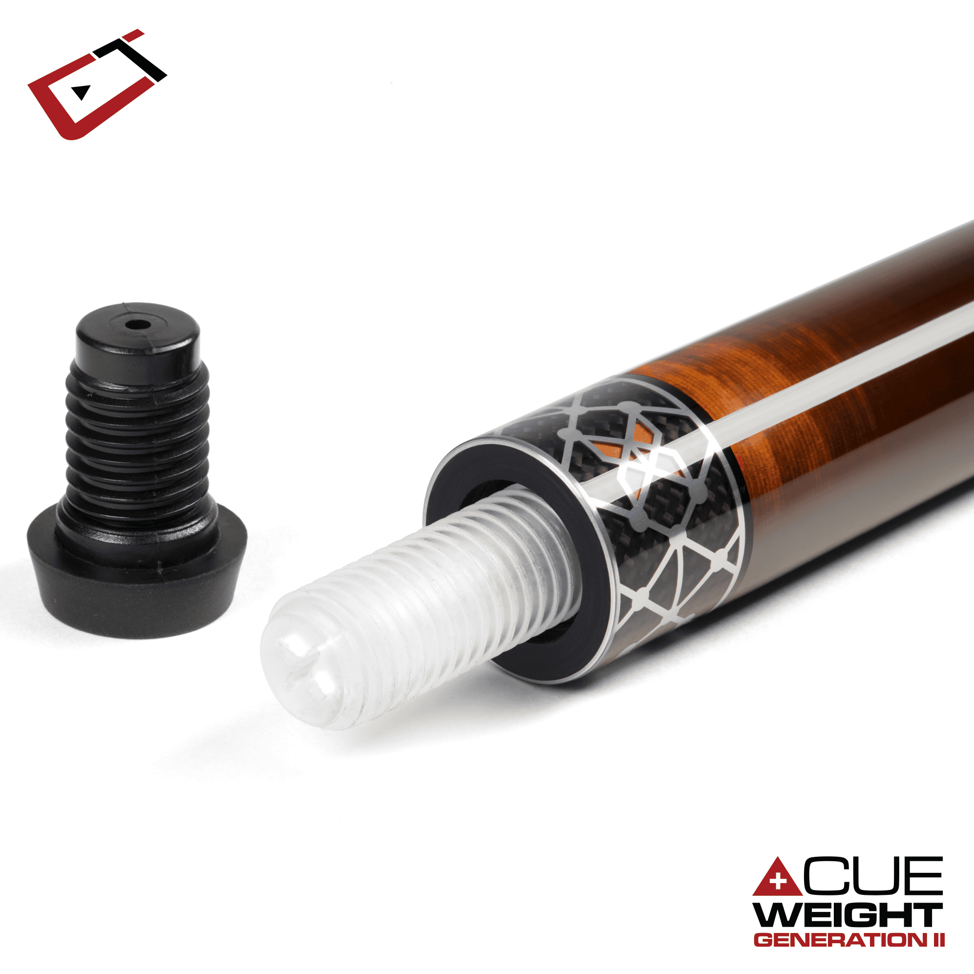 BAGUETTE DE BILLARD CUETEC CYNERGY MARRON ET ARGENT X AMBRE AVEC WRAP EN POLYMÈRE PERFORÉ 12.5MM 19OZ