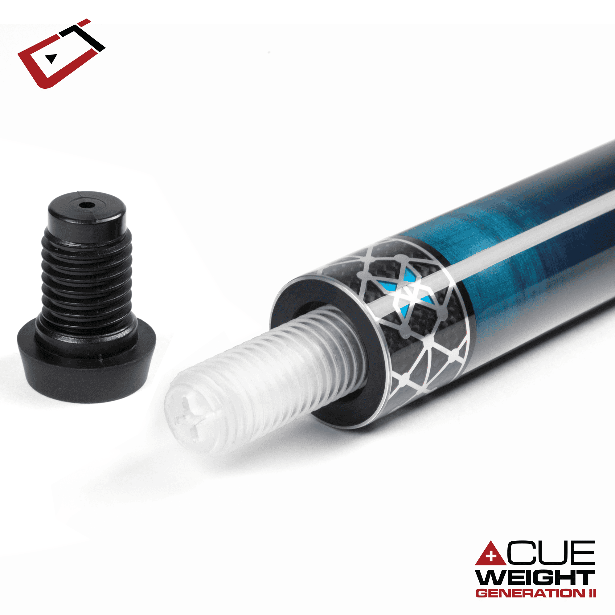 BAGUETTE DE BILLARD CUETEC CYNERGY MARINE ET ARGENT X LAGOON AVEC WRAP EN POLYMÈRE PERFORÉ 12.5MM 19OZ