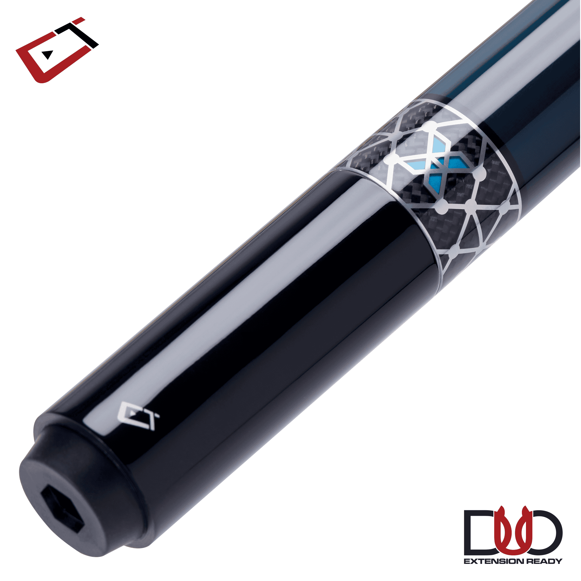 BAGUETTE DE BILLARD CUETEC CYNERGY MARINE ET ARGENT X LAGOON AVEC WRAP EN POLYMÈRE PERFORÉ 12.5MM 19OZ