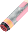 POISON CANDY SUGAR POOL CUE WITH CARBON FIBER SHAFT - PEACH/PINK - NO WRAP 12.4MM 19OZ