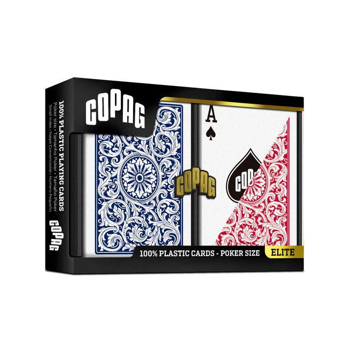 COPAG JEU DE CARTES POKER EN PLASTIQUE  SÉRIE 1546 ROUGE ET BLEU FORMAT STANDARD