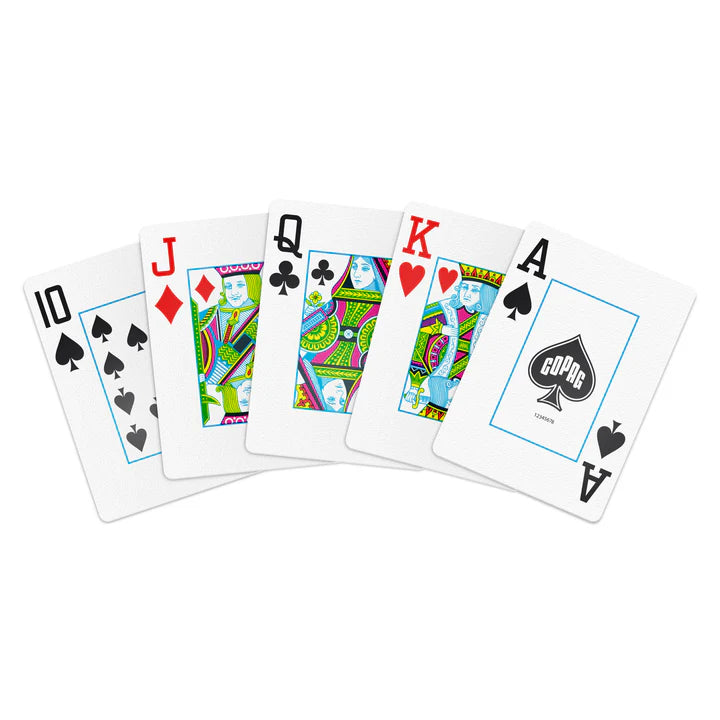 COPAG JEU DE CARTES POKER EN PLASTIQUE NEOTERIC DOUBLE ENSEMBLE JUMBO 1546 VIOLET ET BLEU ET JAUNE