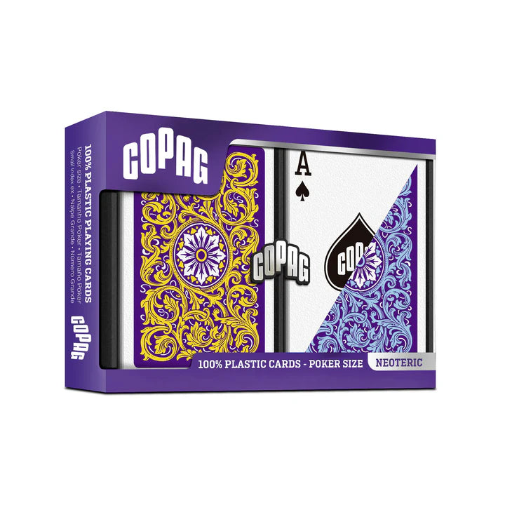 COPAG NEOTERIC PLASTIC POKER CARDS DOUBLE DECK SET 1546 REGULAR VIOLET AND BLUE AND YELLOW