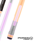 POISON CANDY SUGAR POOL CUE WITH CARBON FIBER SHAFT - PEACH/LAVENDER - NO WRAP 12.4MM 19OZ