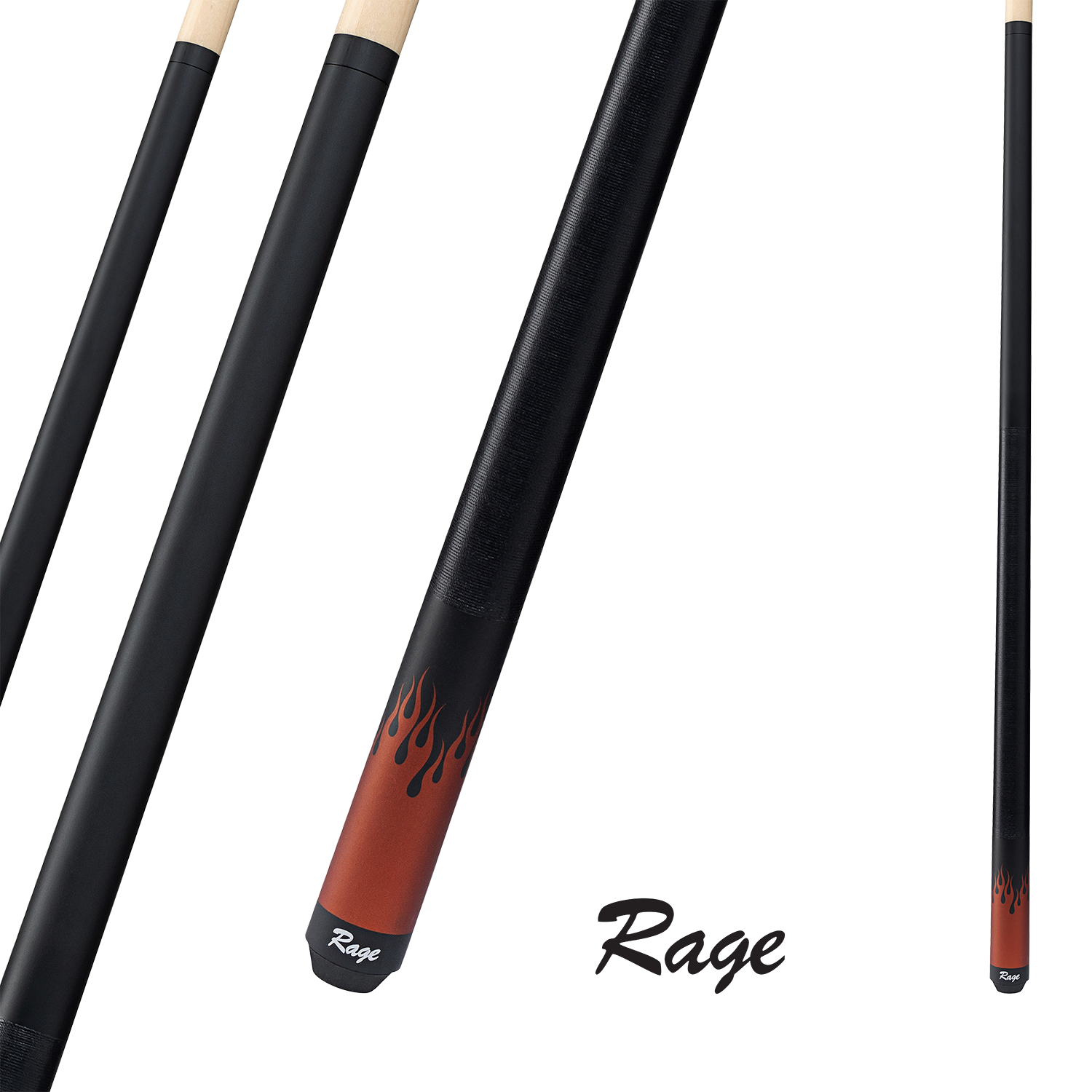 BAGUETTE RAGE RG52 NOIR AVEC FLAMES DE BRUNSWICK BILLIARDS 13MM 19OZ
