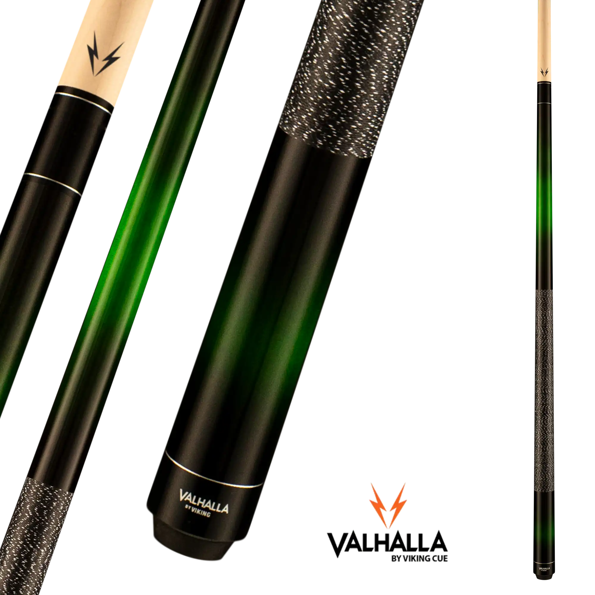 BAGUETTE DE BILLARD VIKING VALHALLA NOIR ET VERT WRAP EN LIN 13MM 19OZ
