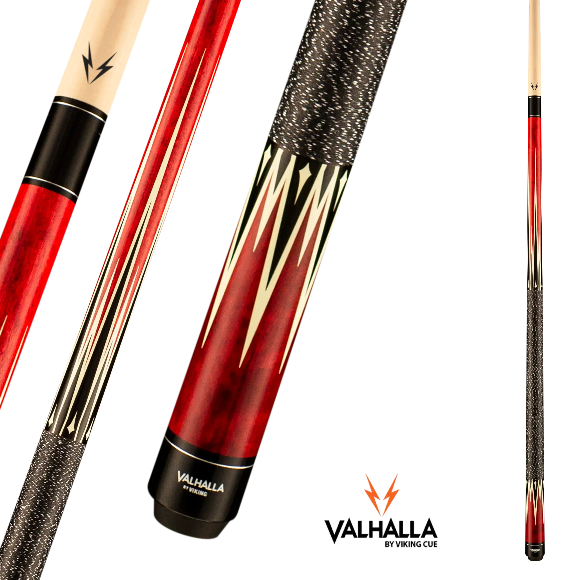 BAGUETTE DE BILLARD VIKING VALHALLA VA303 NOIR ET ROUGE WRAP EN LIN 13MM 19OZ