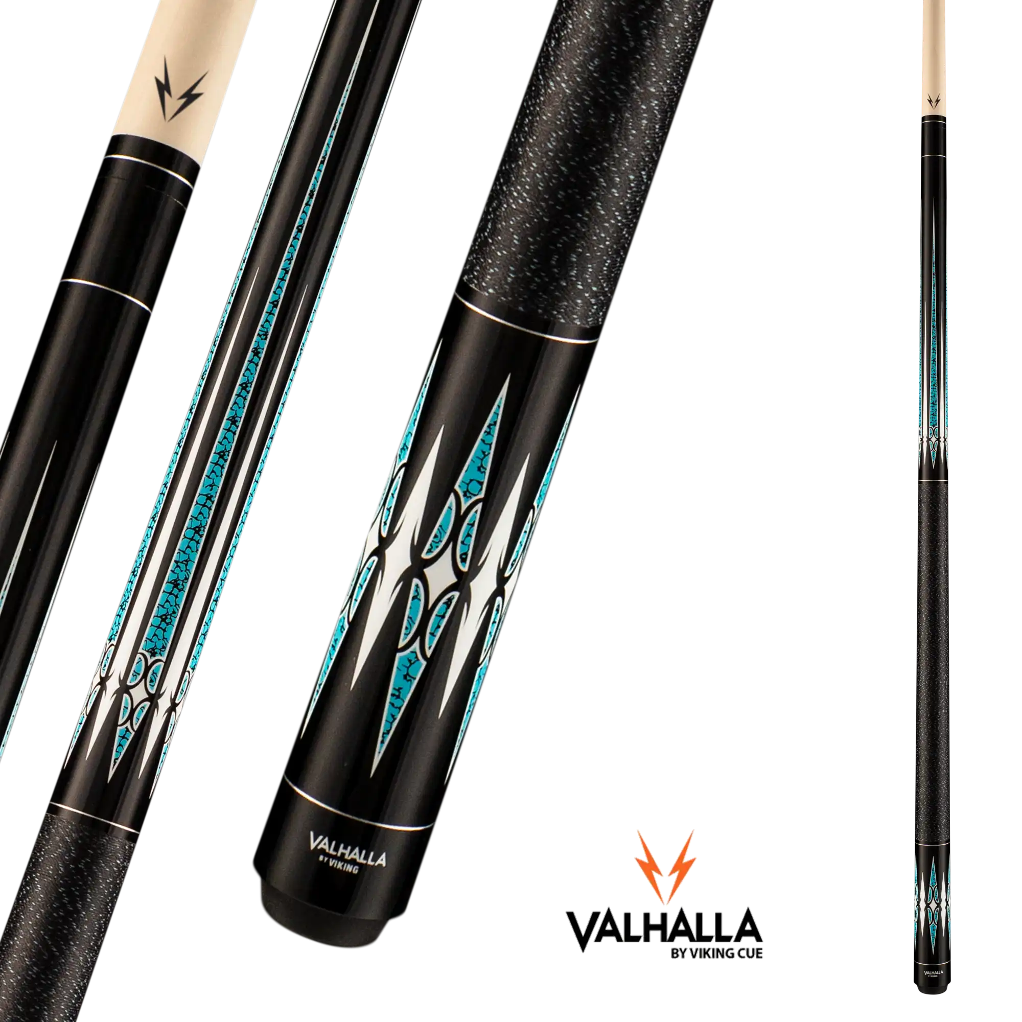 BAGUETTE DE BILLARD VIKING VALHALLA VA465 NOIR ET BLEU WRAP EN LIN 13MM 19OZ