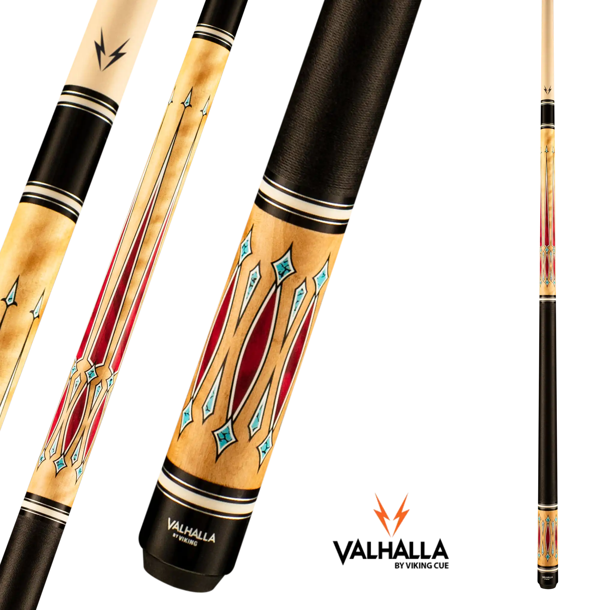 BAGUETTE DE BILLARD VIKING VALHALLA VA720 NOIR ET TURQUOISE WARP EN CUIR 13MM 19OZ