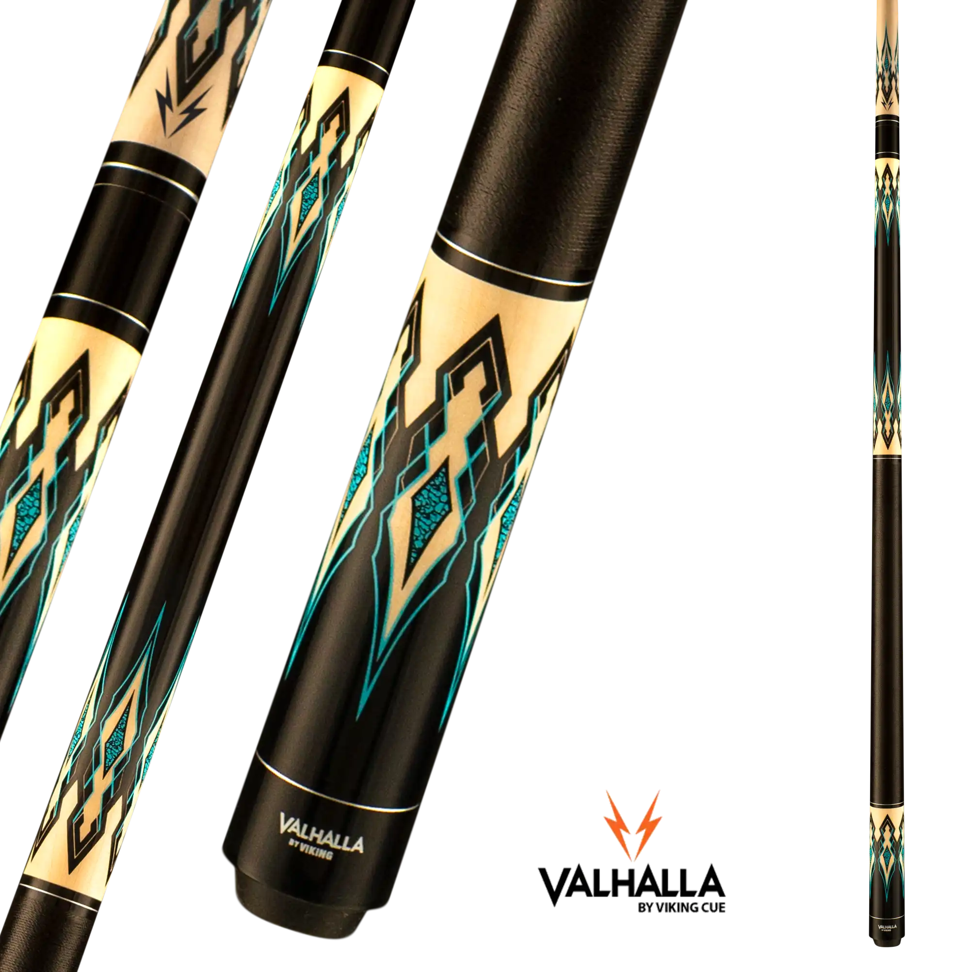 BAGUETTE DE BILLARD VIKING VALHALLA NOIR BEIGE ET BLEU ELECTRIQUE 13MM 190Z