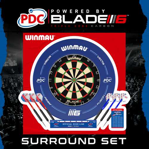 ENSEMBLE DE DARDS WINMAU®, CIBLE DE DARD BLADE 6  DARDS EN LAITON