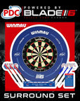 WINMAU® PDC SURROUND BLADE 6 DARTBOARD & BRASS DARTS COMBO SET