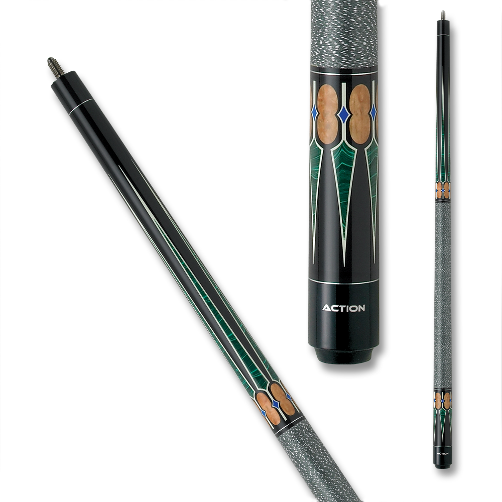 BAGUETTE DE BILLARD ACTION EXOTIC ACT131 AVEC GRIP EN LIN NOIR BRUN ET VERT 13MM 19OZ