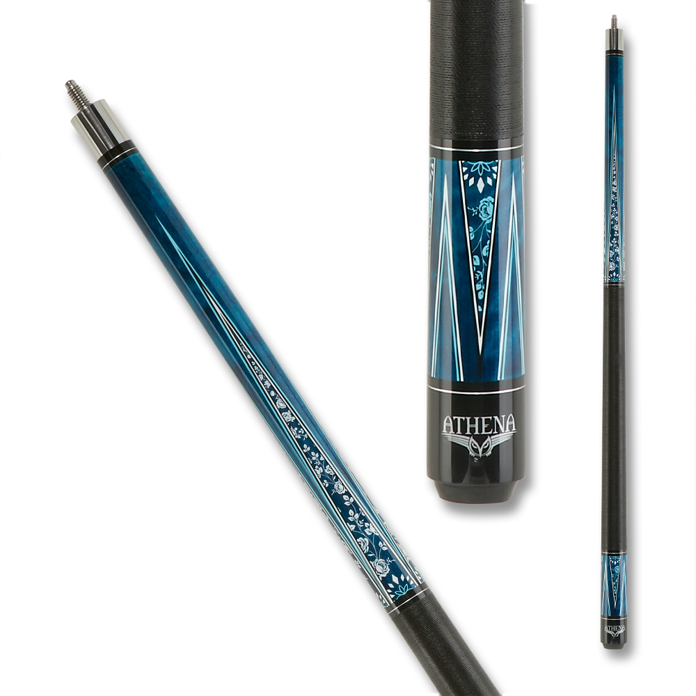 BAGUETTE DE BILLARD ATHENA ATH49 MOTIF DE ROSES AVEC GRIP EN LIN TURQUOISE ET BLANC 12.5MM 19OZ