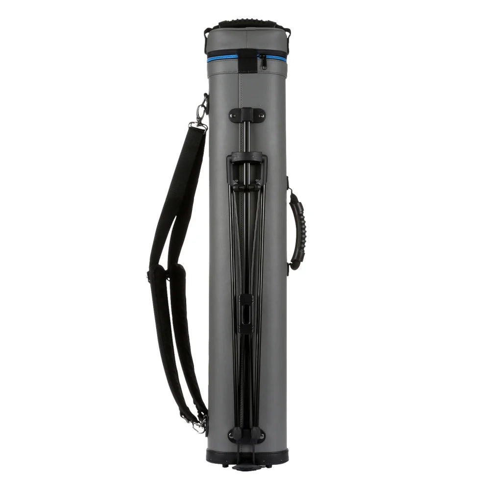 ÉTUI DE BAGUETTE DE BILLARD LUCASI RIVAL RIGIDE GRIS ET BLEU 4M 8F AVEC SUPPORT