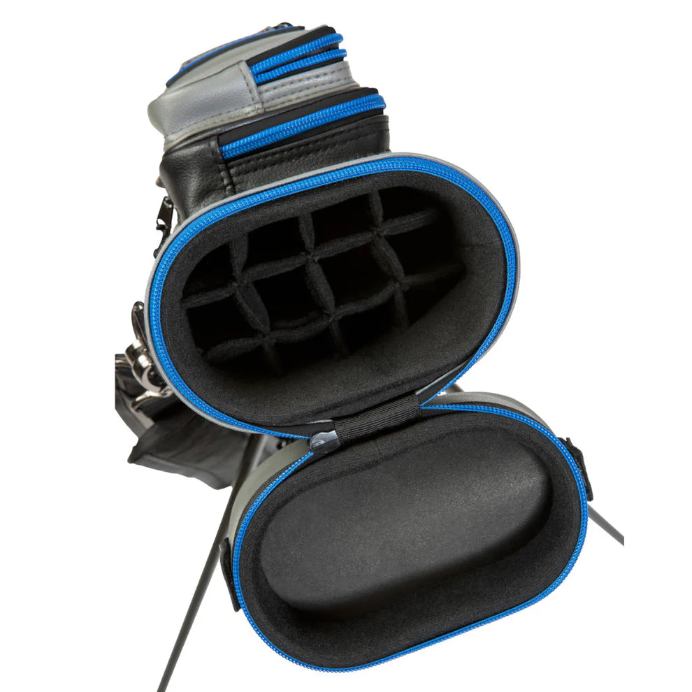 ÉTUI DE BAGUETTE DE BILLARD LUCASI RIVAL RIGIDE GRIS ET BLEU 4M 8F AVEC SUPPORT