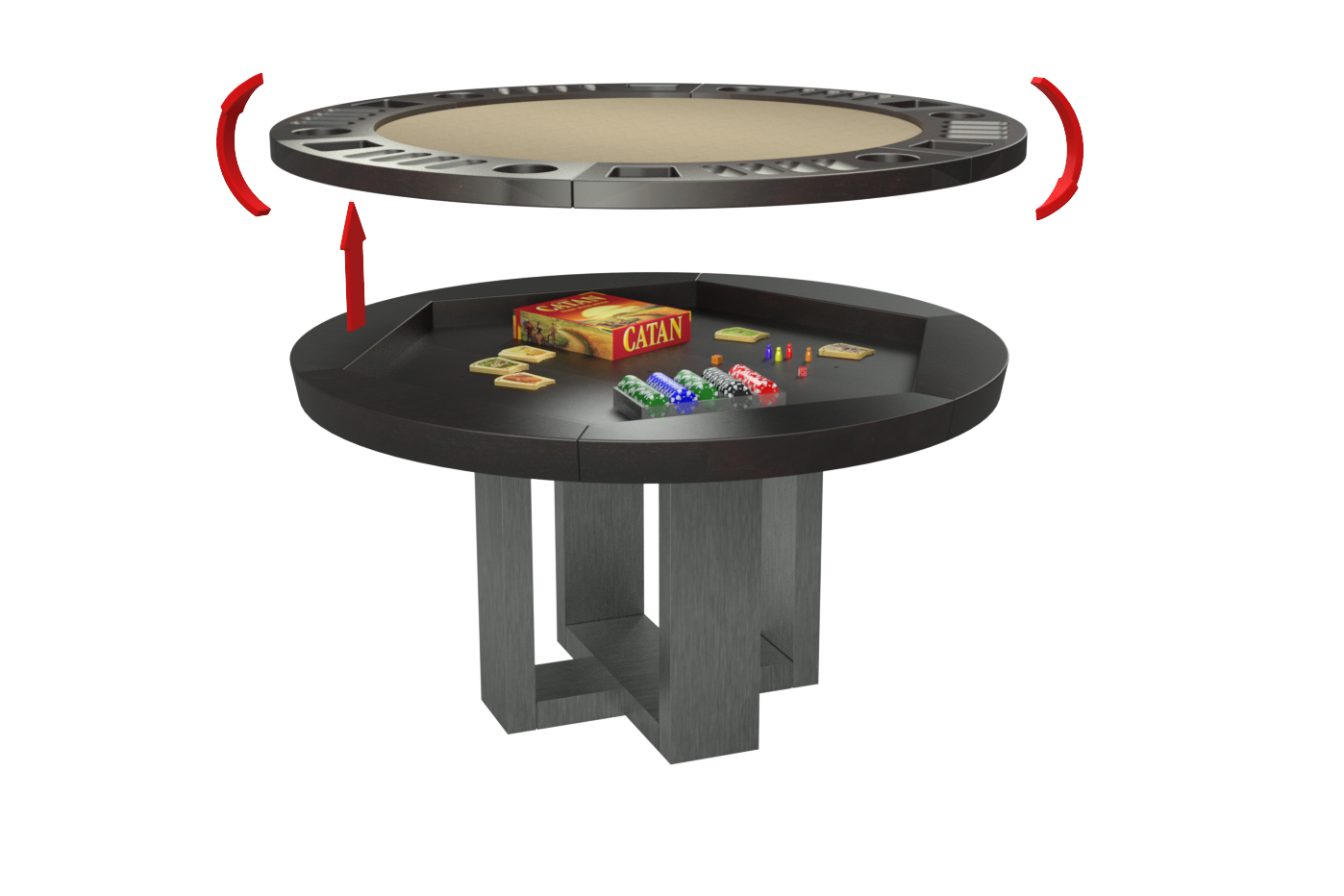 TABLE DE JEUX RONDE BRIDGE STAINLESS