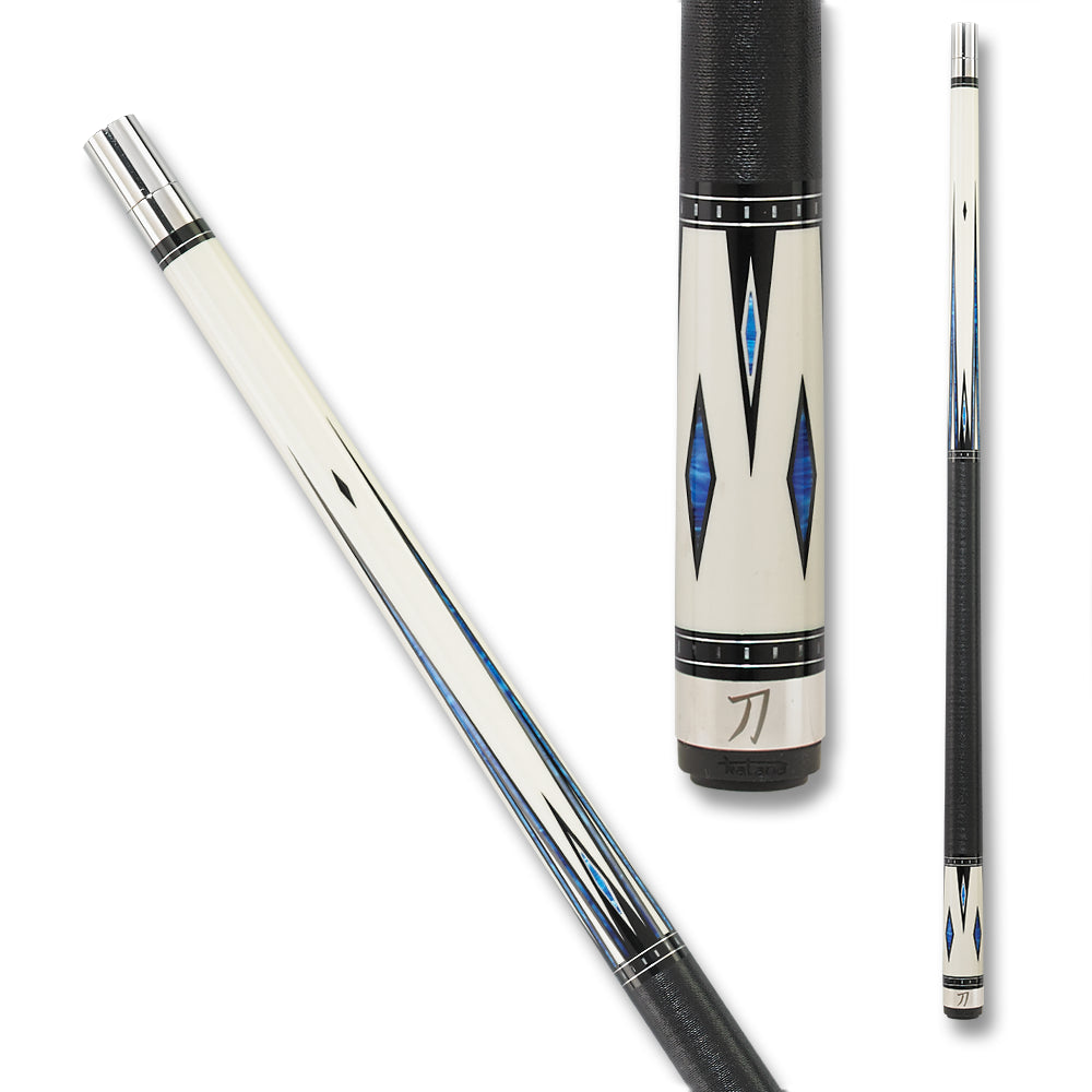 BAGUETTE DE BILLARD KATANA KAT03 NOIR BLANC ET BLEU 12.5MM 19OZ