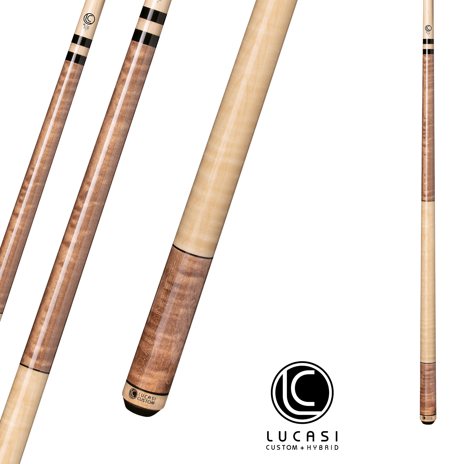 BAGUETTE DE BILLARD LUCASI PERSONNALISÉE TEINTE ANTIQUE ET NATUREL BIRDSEYE 13MM 19OZ