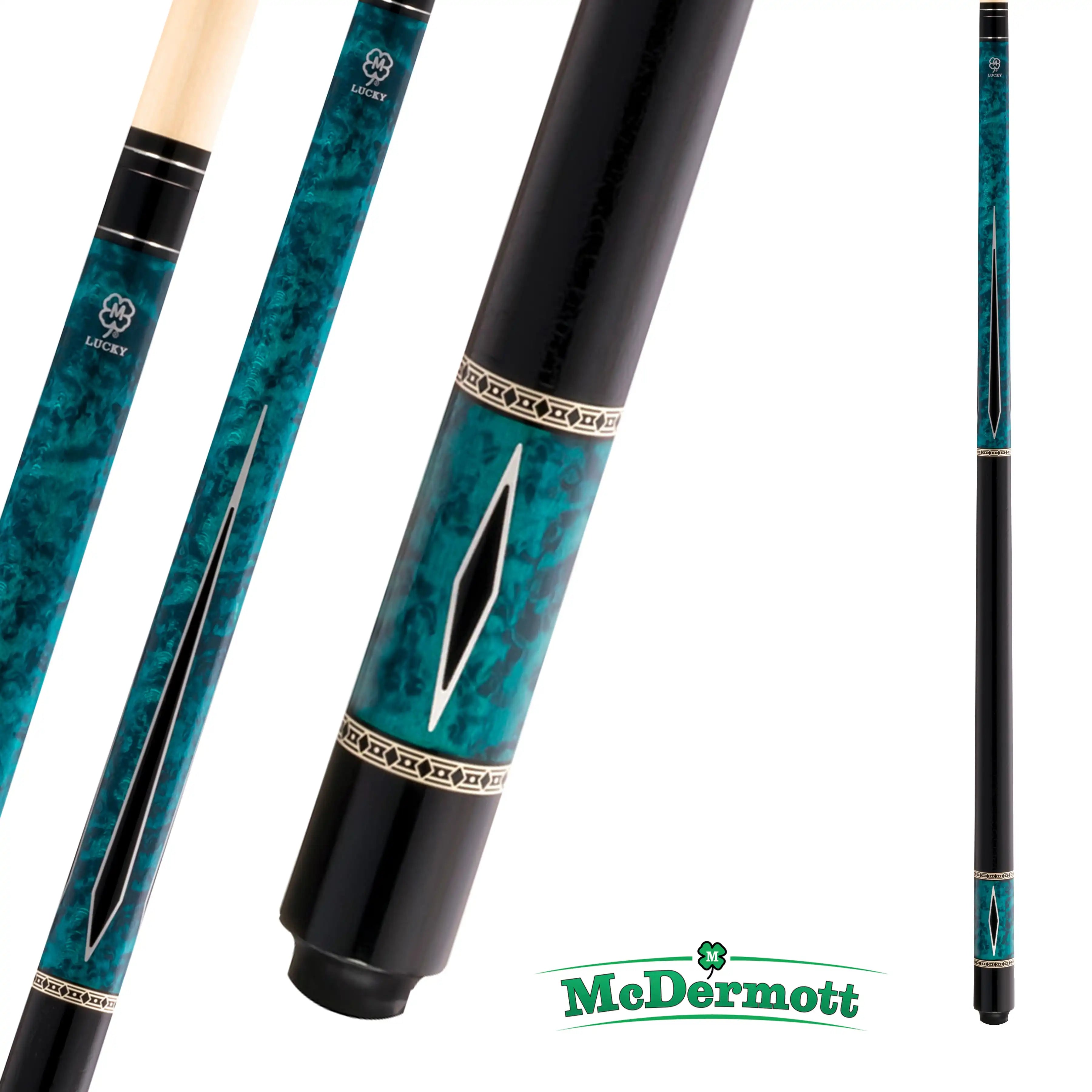 BAGUETTE DE BILLARD MCDERMOTT LUCKY SERIES L55 NOIR ET BLEU 13MM 19OZ