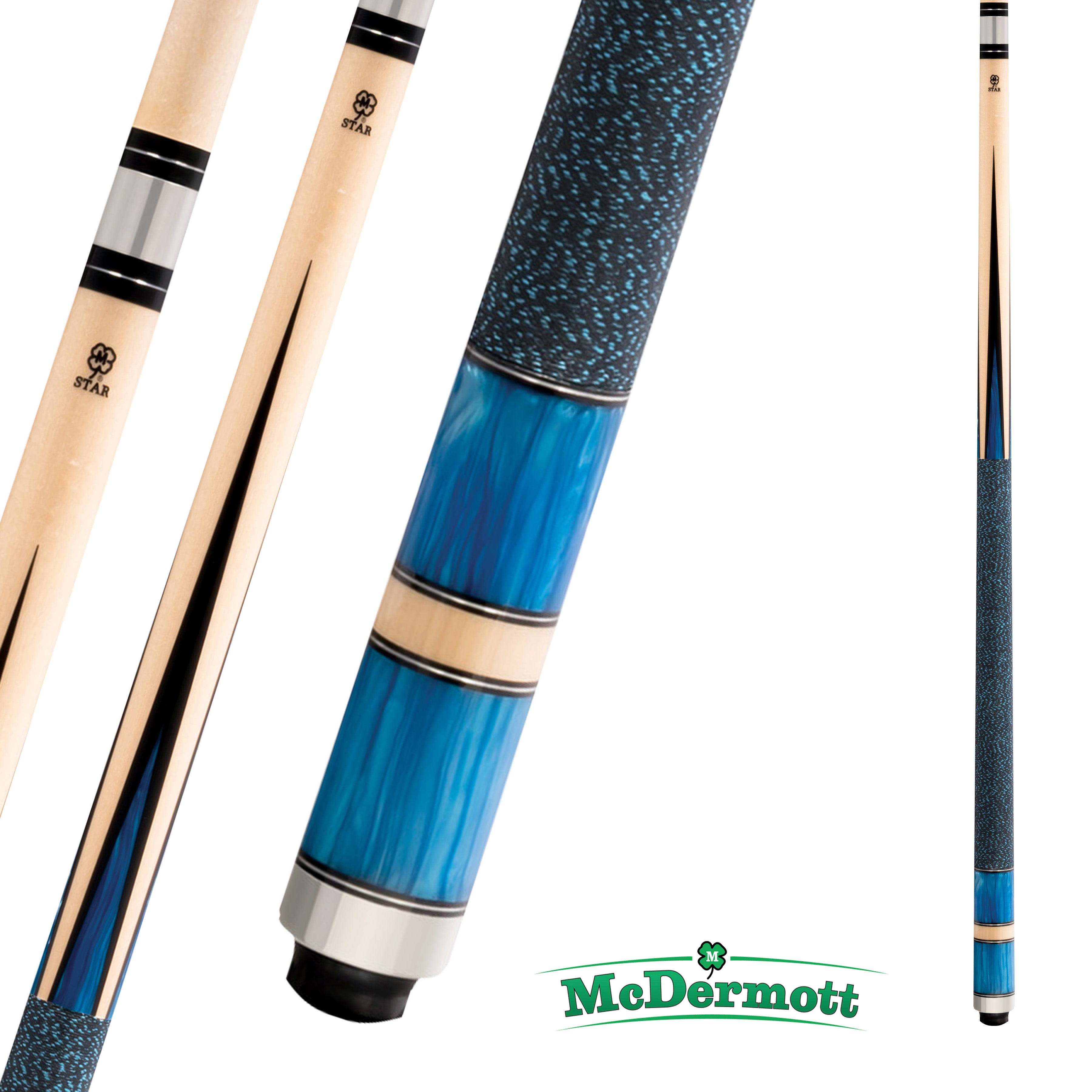 BAGUETTE DE BILLARD MCDERMOTT STAR SERIES S22 BEIGE ET BLEU 13MM 19OZ
