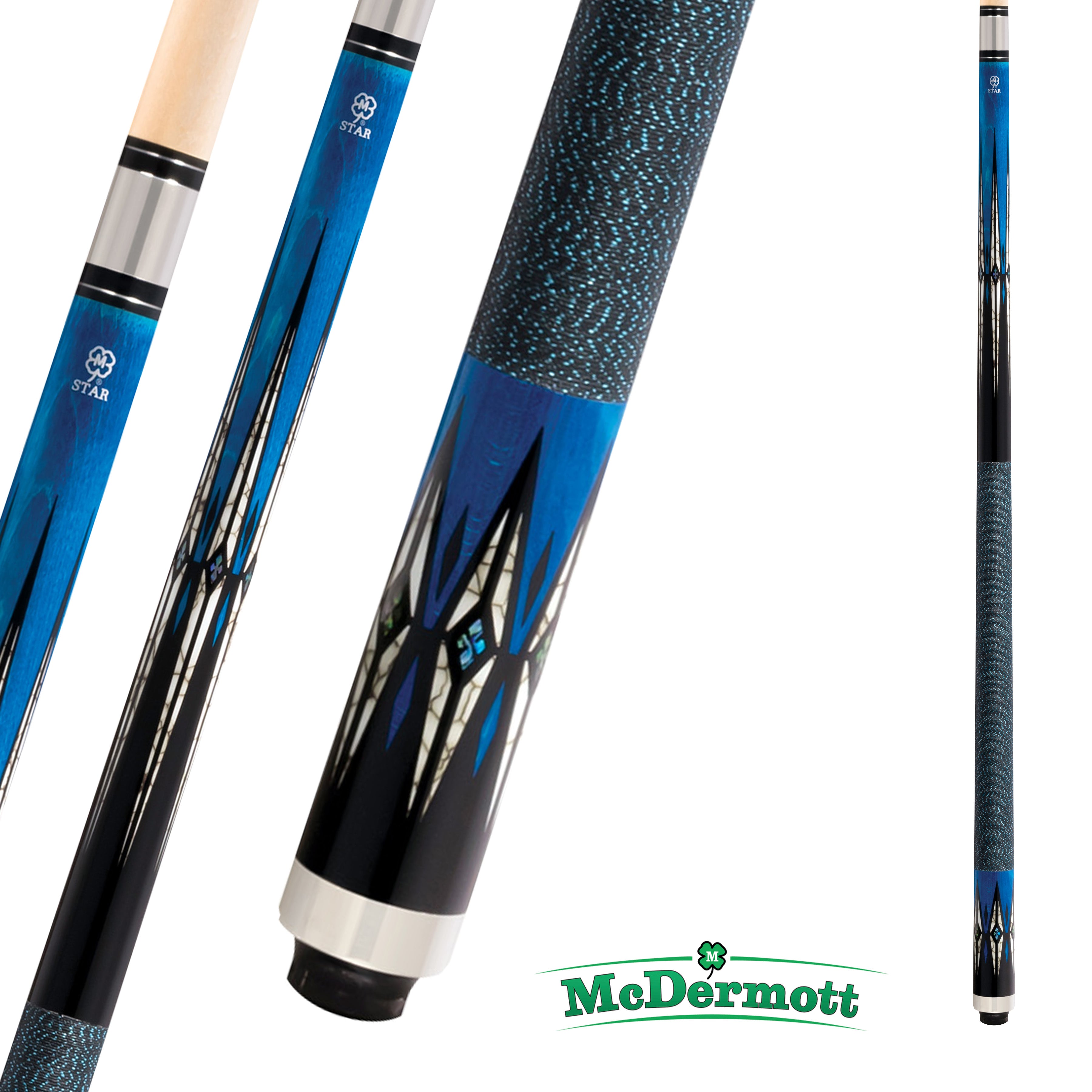 BAGUETTE DE BILLARD MCDERMOTT STAR SERIES S85 NOIR ET BLEU 13MM 19OZ