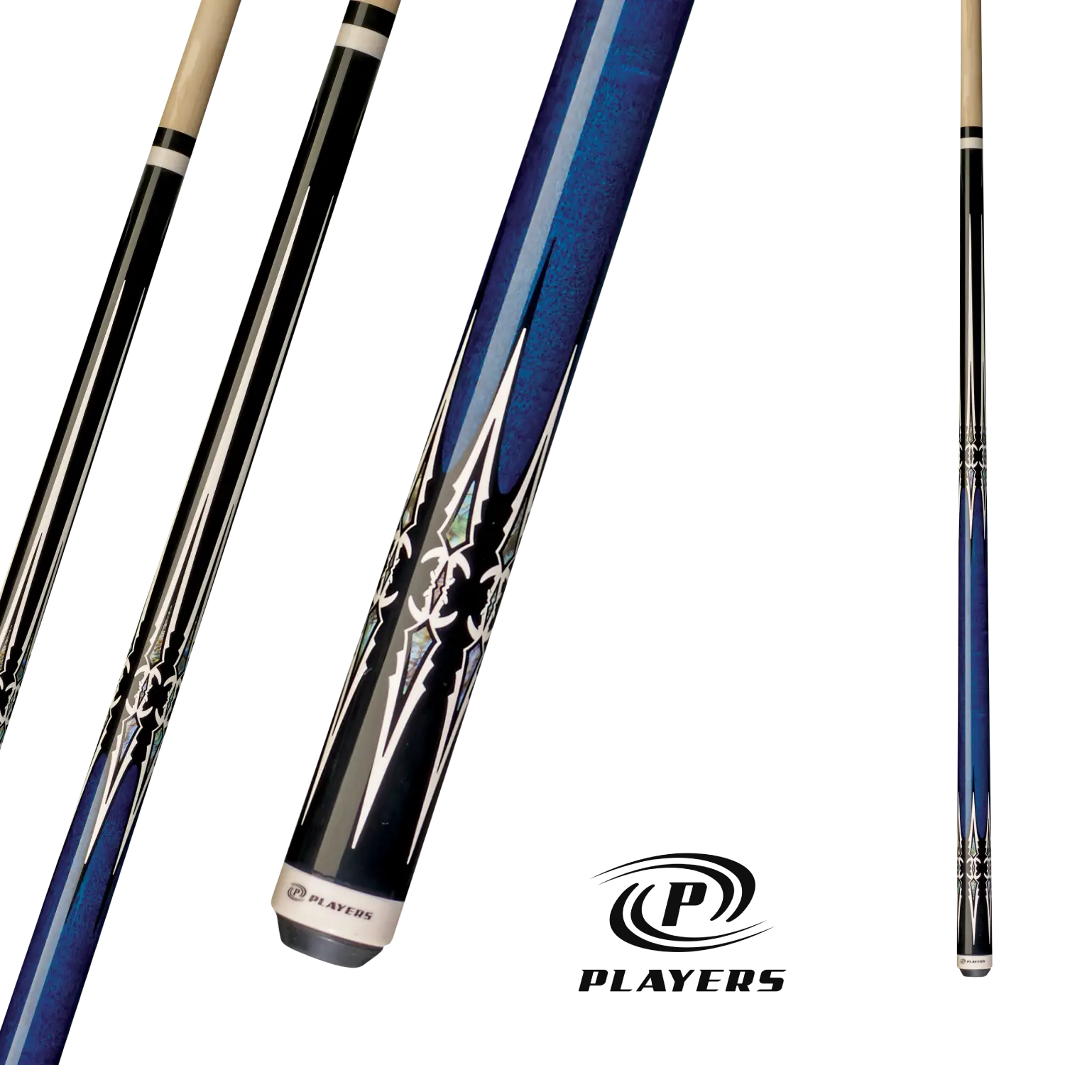 BAGUETTE DE BILLARD PLAYERS NOIR ET BLEU 19 OZ 13 MM