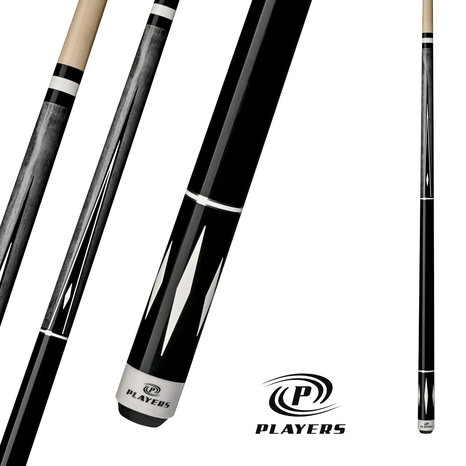 PLAYERS POOL CUE GREY AND WHITE DIAMOND 19OZ 13MM
