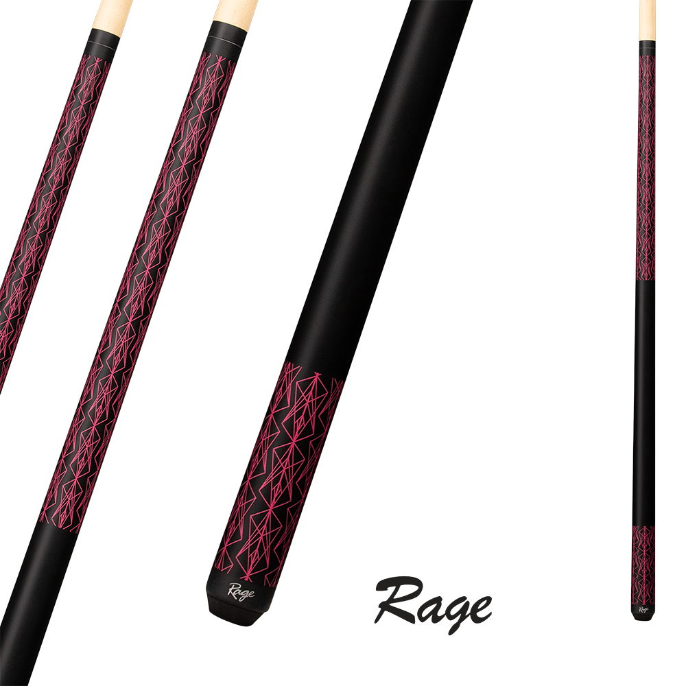 RAGE POOL CUE RG111 MAGENTA AND BLACK 13MM 19OZ