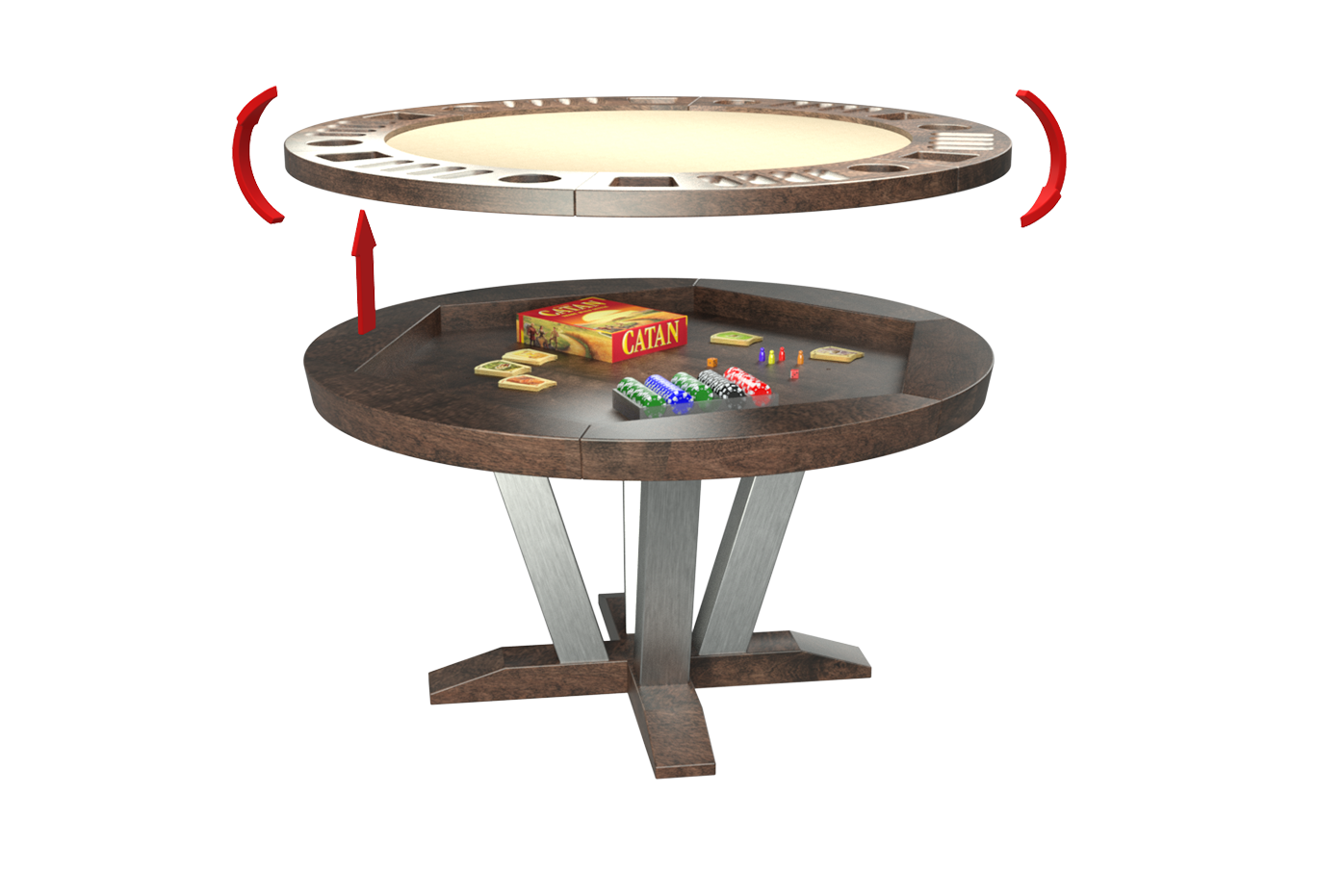 TABLE DE JEUX RONDE RIVER STAINLESS