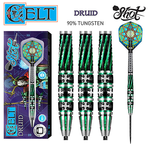JEU DE FLÉCHETTES SHOT CELT DRUID POINTE ACIER TUNGSTÈNE 90 % 23G