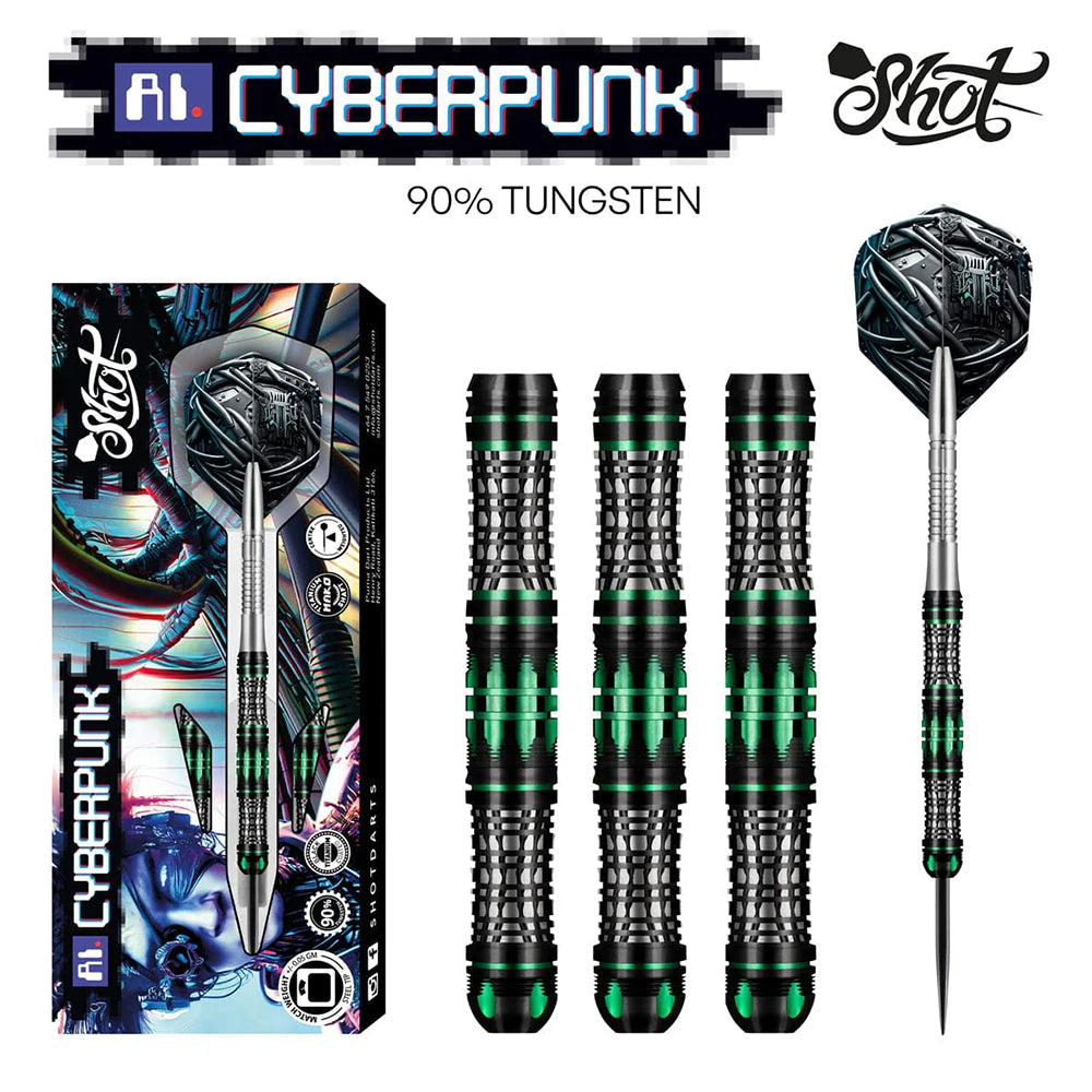 JEU DE FLÉCHETTES SHOT AI CYBERPUNK POINTE ACIER TUNGSTÈNE 90 %  24G