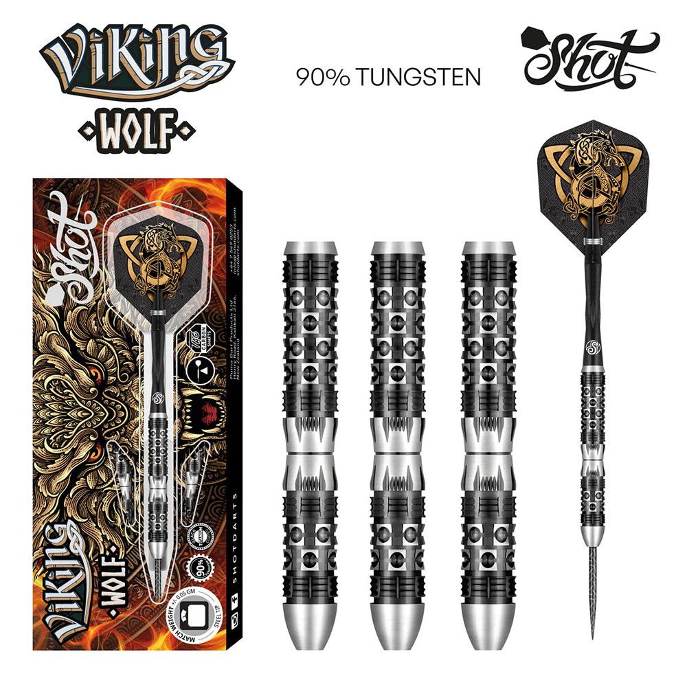 JEU DE FLÉCHETTES SHOT VIKING WOLF POINTE ACIER TUNGSTÈNE 90 %  24G