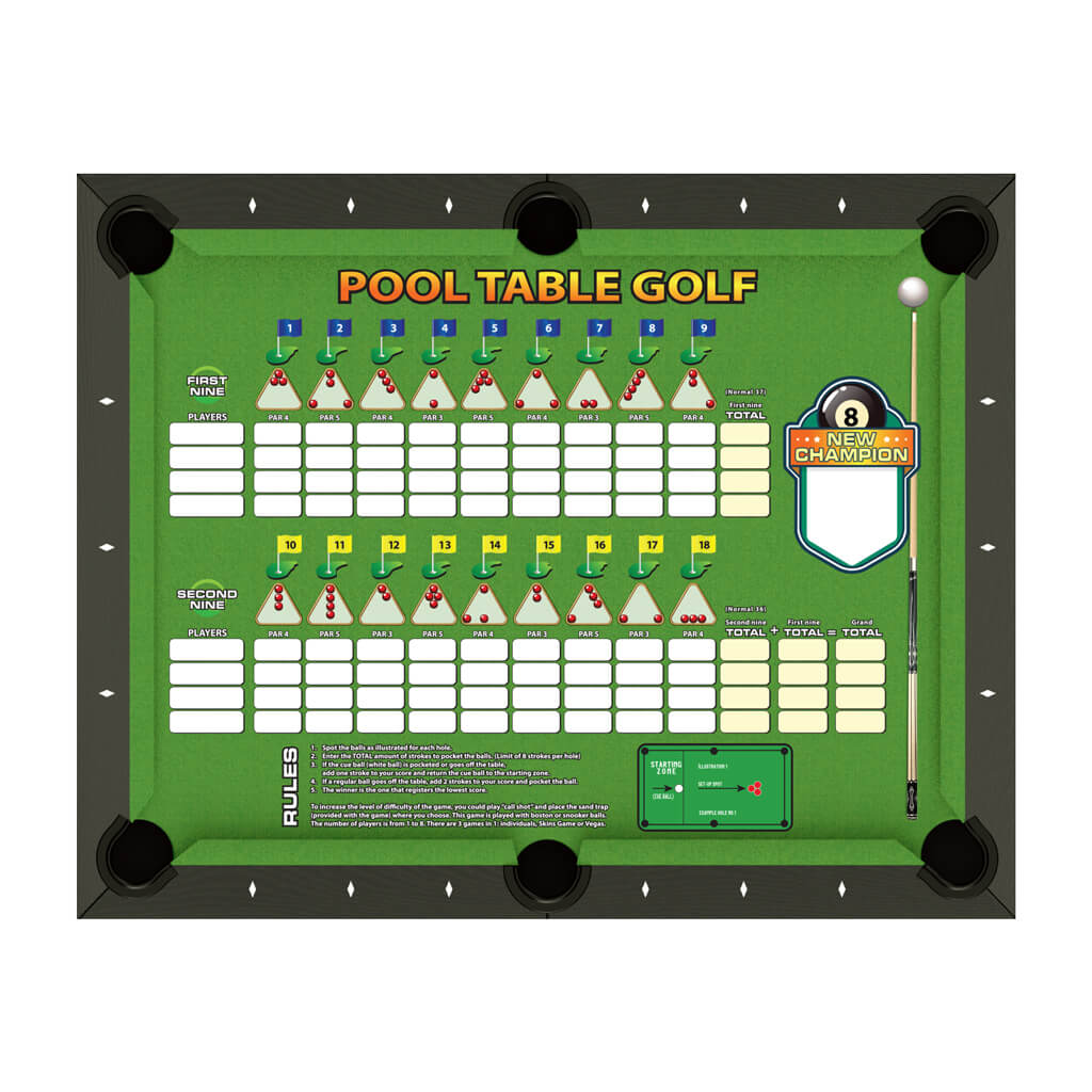 GOLF ON A POOL TABLE - ON PLASTIC SHEET - ENGLISH