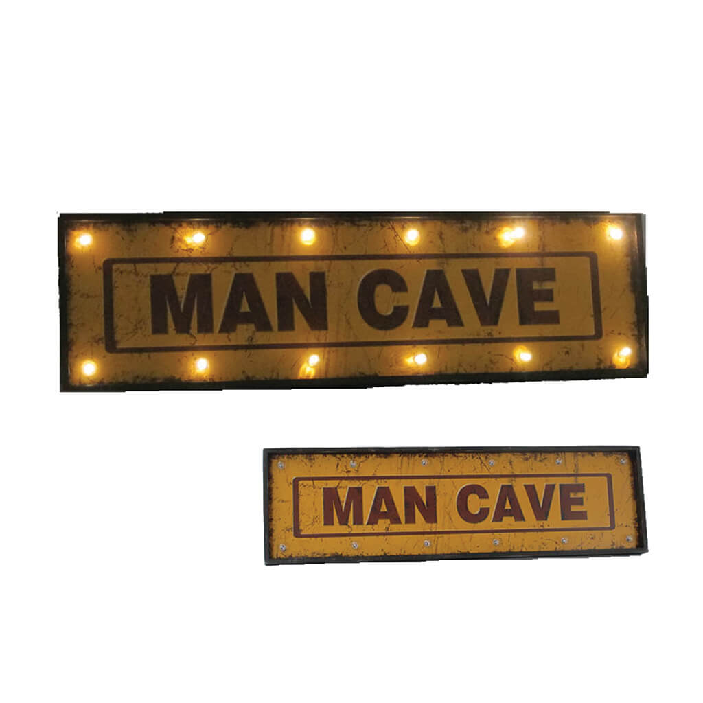 METAL SIGN-48 MAN CAVE W LIGHTS