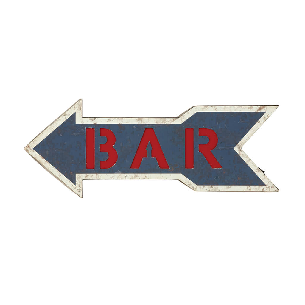 METAL SIGN-BAR ARROW BLUE RED