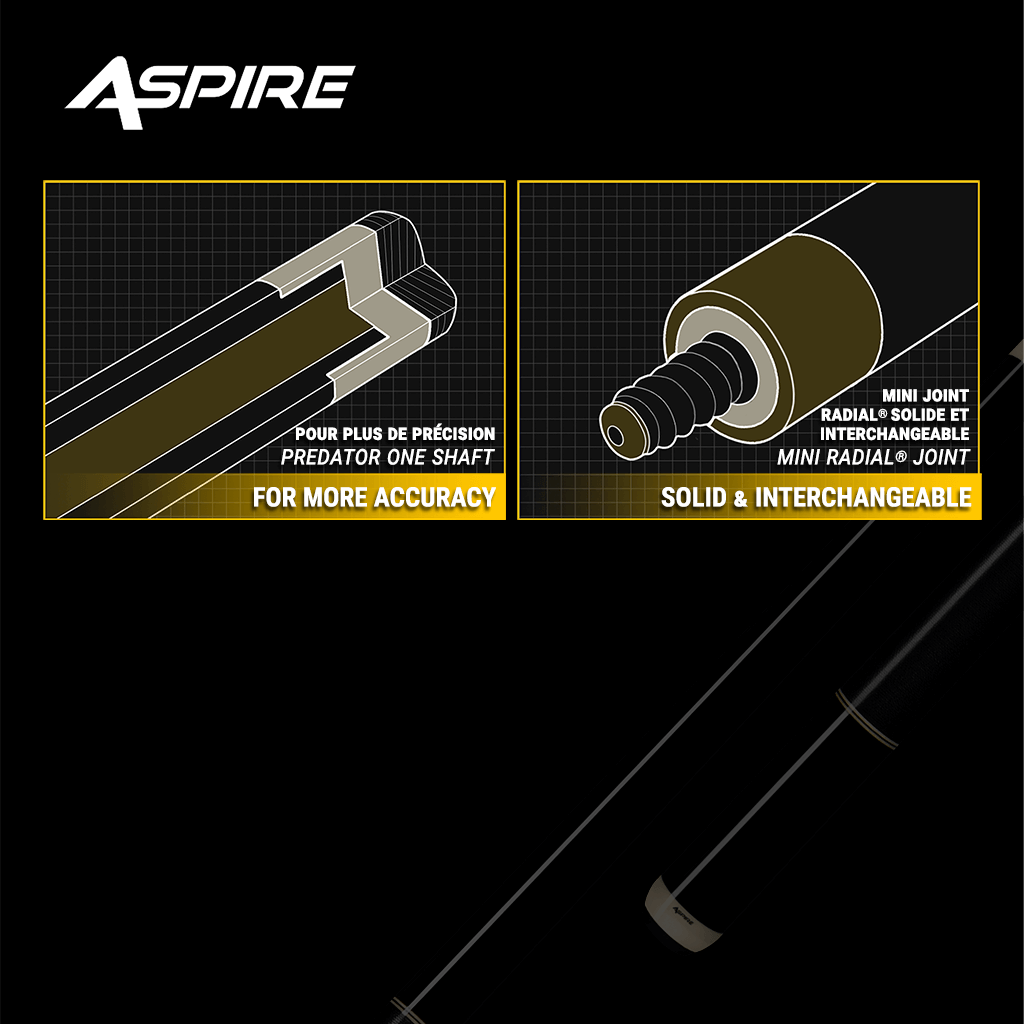 PREDATOR ASPIRE 1-3 POOL CUE WRAP 19OZ WITH SHAFT PREDATOR ONE