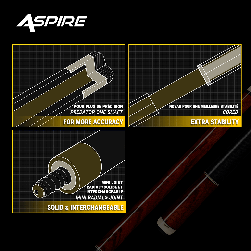 PREDATOR ASPIRE 1-5 POOL CUE WRAP 19OZ WITH SHAFT PREDATOR ONE