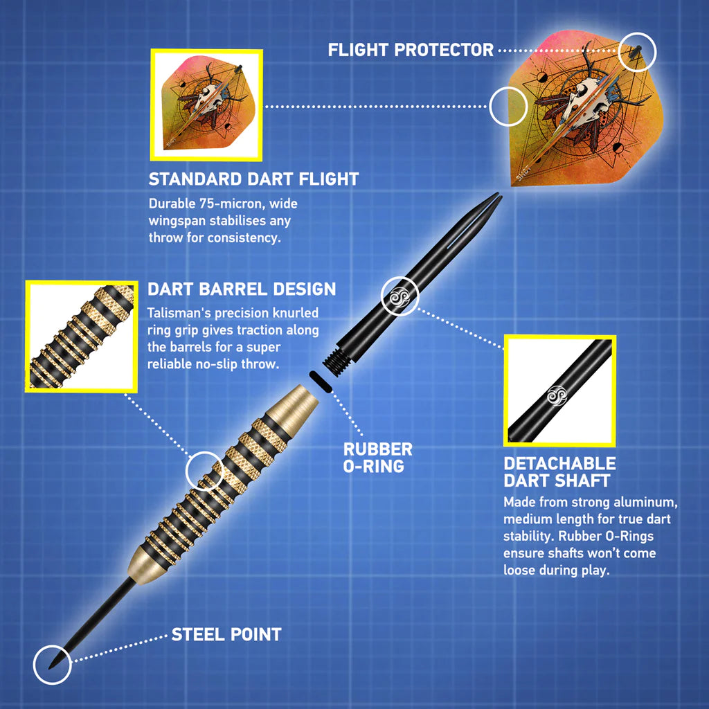 SHOT TALISMAN STEEL TIP DARTS SET-HIGH PERFORMANCE STEEL