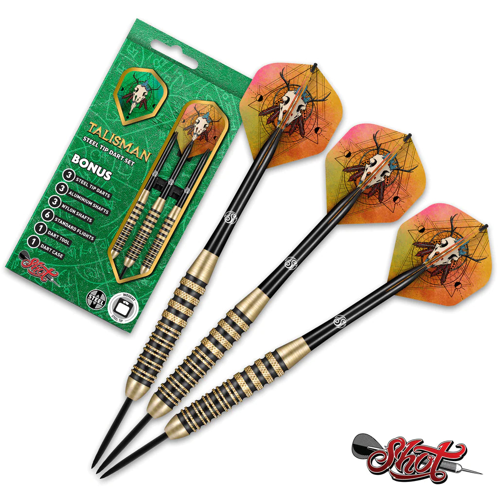 SHOT TALISMAN STEEL TIP DARTS SET-HIGH PERFORMANCE STEEL