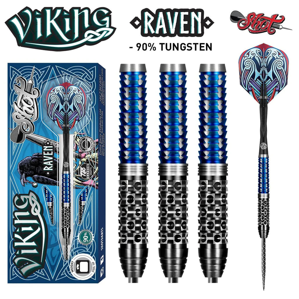 VIKING RAVEN STEEL TIP DART SET-90% TUNGSTEN BARRELS