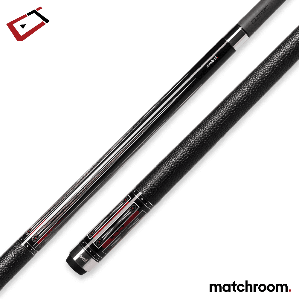 CUETEC CYNERGY NINEBALL SERIES INK BLACK FULL-GRAIN LEATHER WRAP 12.5MM 19OZ