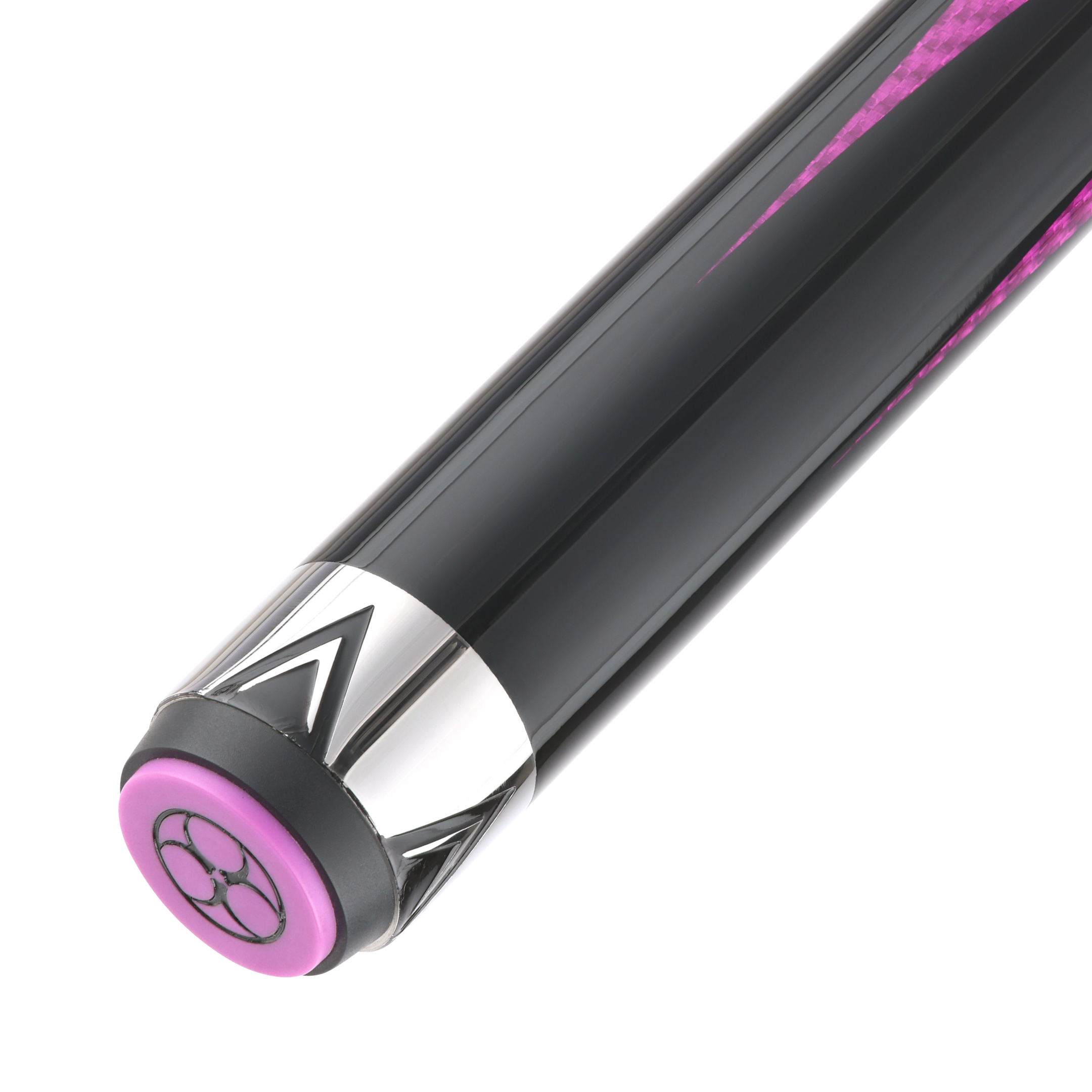 POISON MAELITH POOL CUE WITH CARBON FIBER SHAFT - PINK/BLACK - NO WRAP 12.4MM 19OZ
