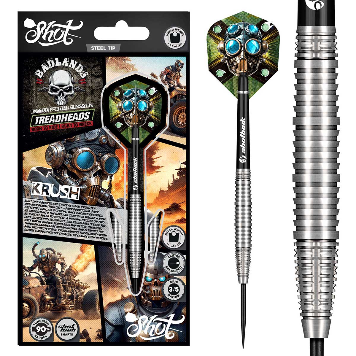 ENSEMBLE DE 3 FLÉCHETTES SHOT BADFLANDS KRUSH - POINTE ACIER FÛT EN TUNGSTÈNE 90%