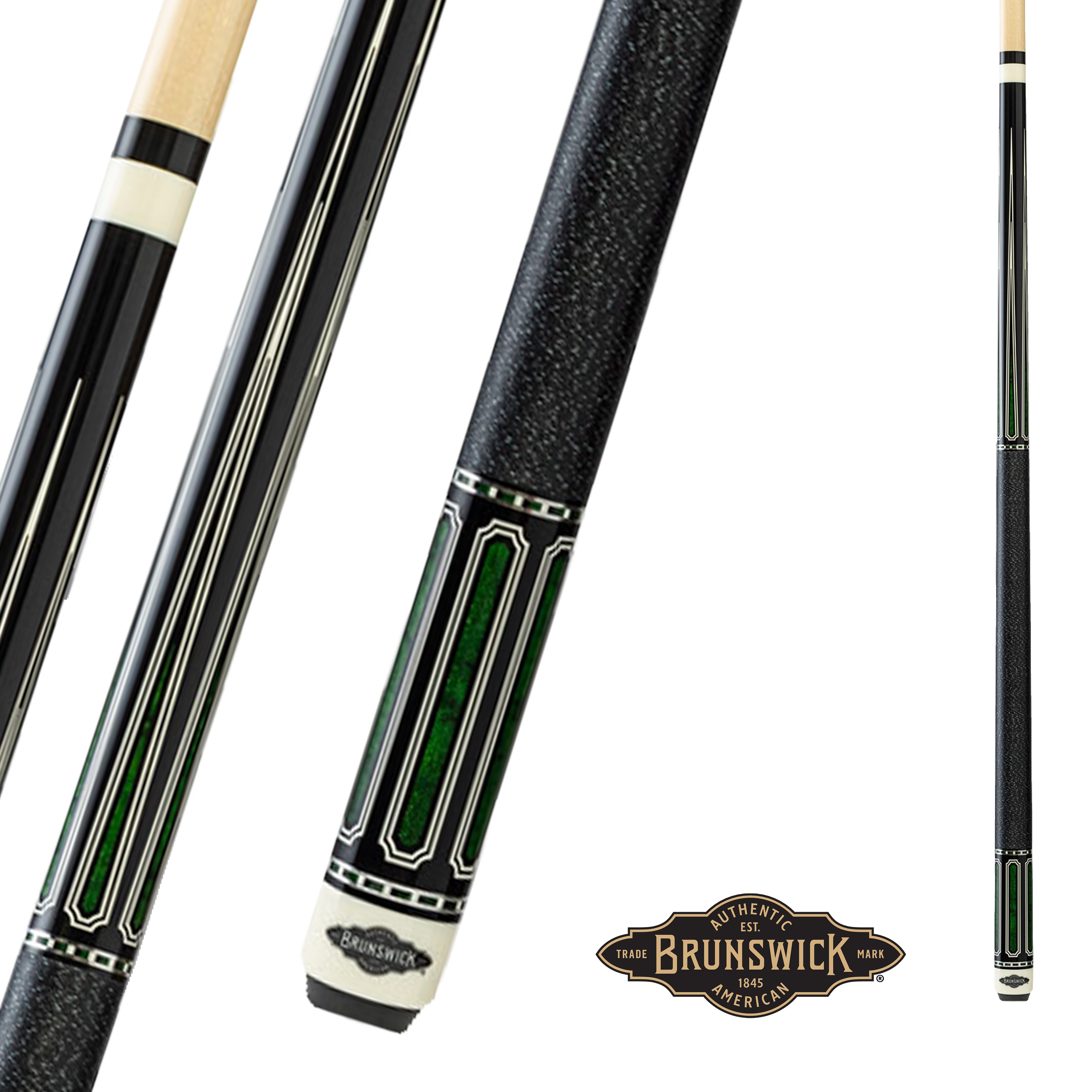 BRUNSWICK POOL CUE BRUN-19-01 BLACK AND GREEN 13MM 19OZ