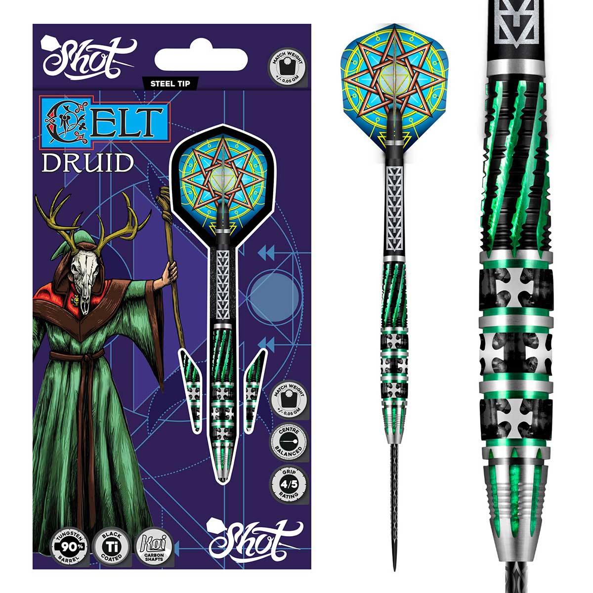 SHOT CELT DRUID SOFT TIP DARTS 90% TUNGSTEN 18GM