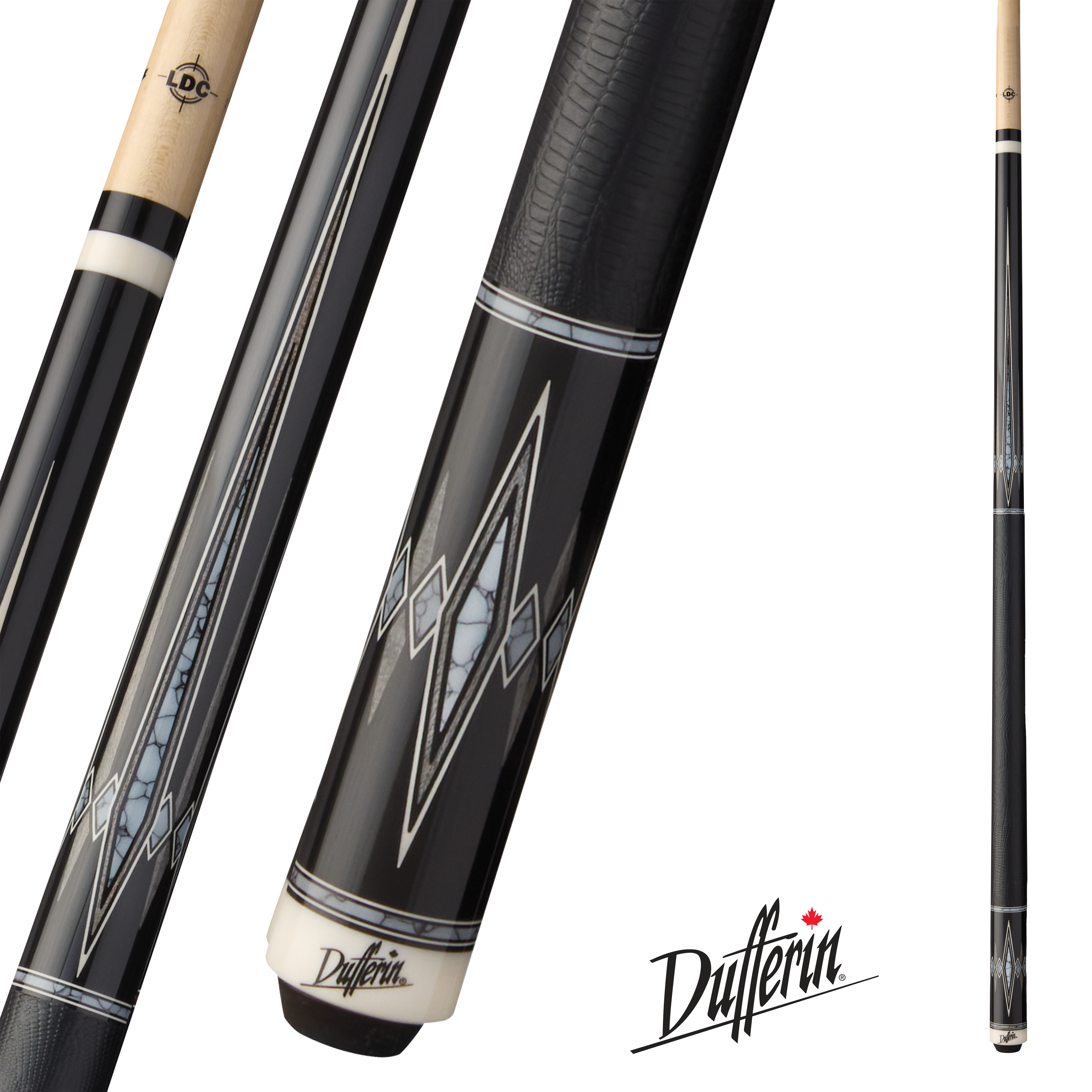 BAGUETTE DE BILLARD DUFFERIN ARDOISE OMBRÉE NOIRE GRIP CUIR 13MM 19OZ