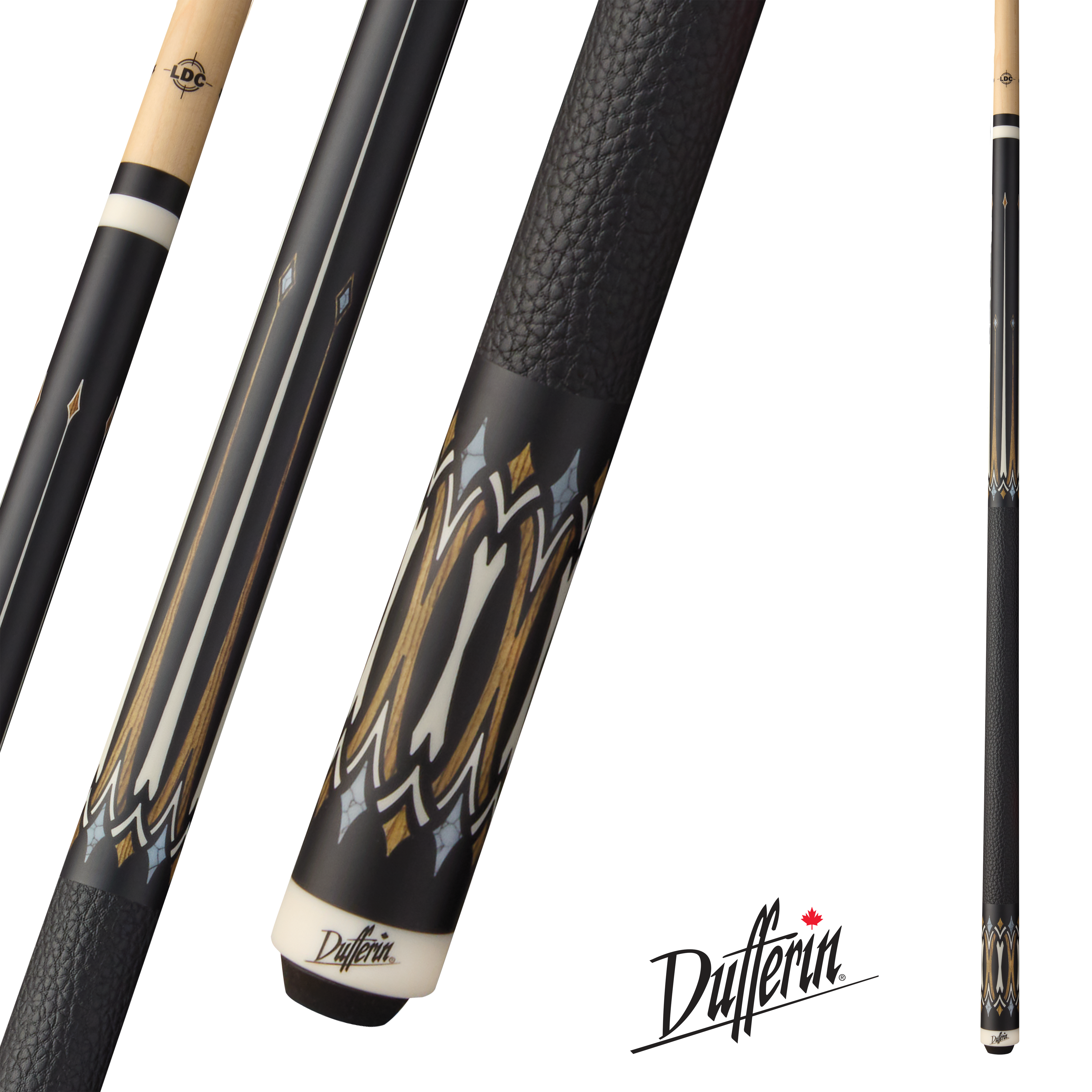 DUFFERIN POOL CUE MIDNIGHT BOCOTE CROSS LEATHER WRAP 13MM 19OZ