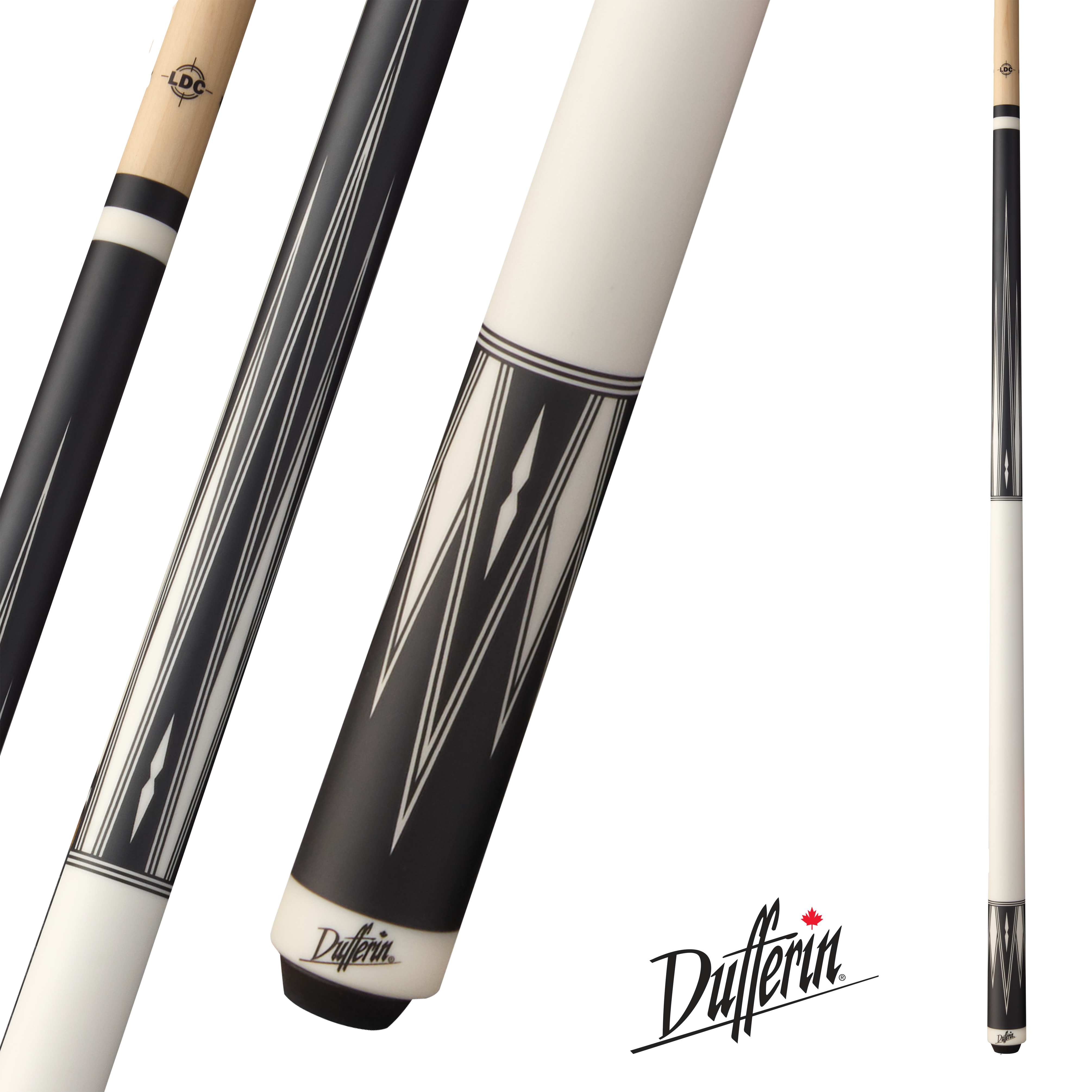 DUFFERIN POOL CUE DIAMOND D-507 BLACK AND WHITE NO WRAP 13MM 19OZ